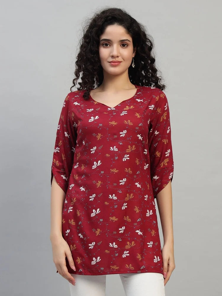 Women's Cotton Short Kurti 3/4 Sleeve for Casual & Office Wear