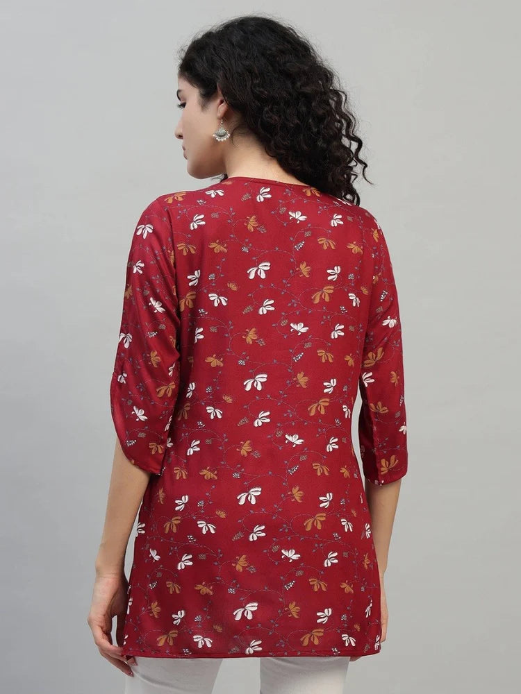 Women's Cotton Short Kurti 3/4 Sleeve for Casual & Office Wear
