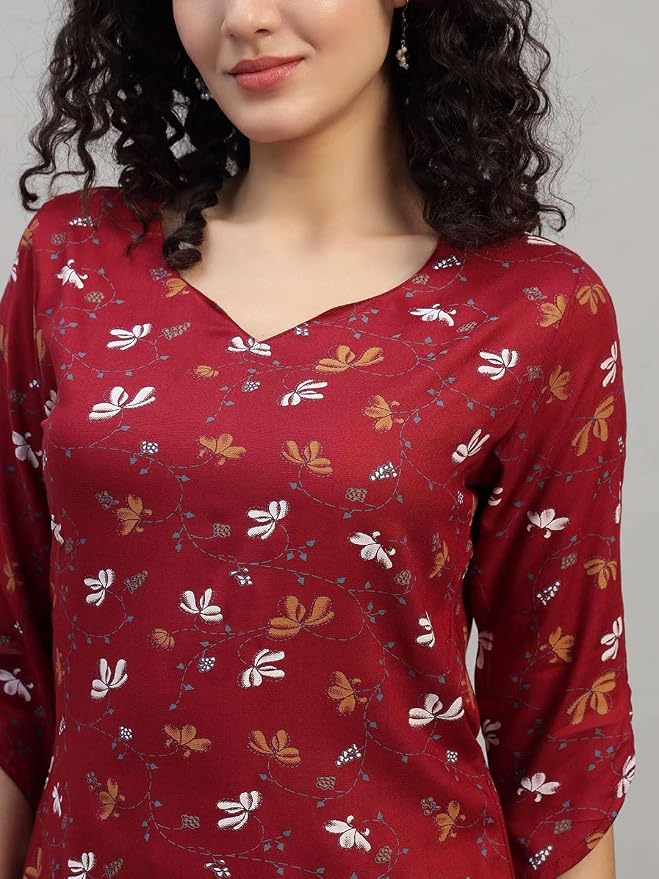 Women's Cotton Short Kurti 3/4 Sleeve for Casual & Office Wear