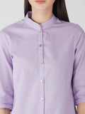 Mandarin Collar Cotton Shirt Style Top