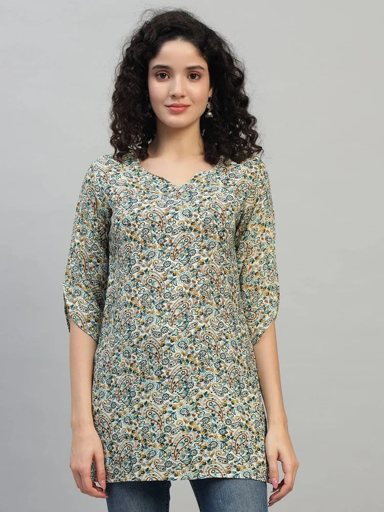 Women Ethnic Motifs Printed Cotton Straight Kurti