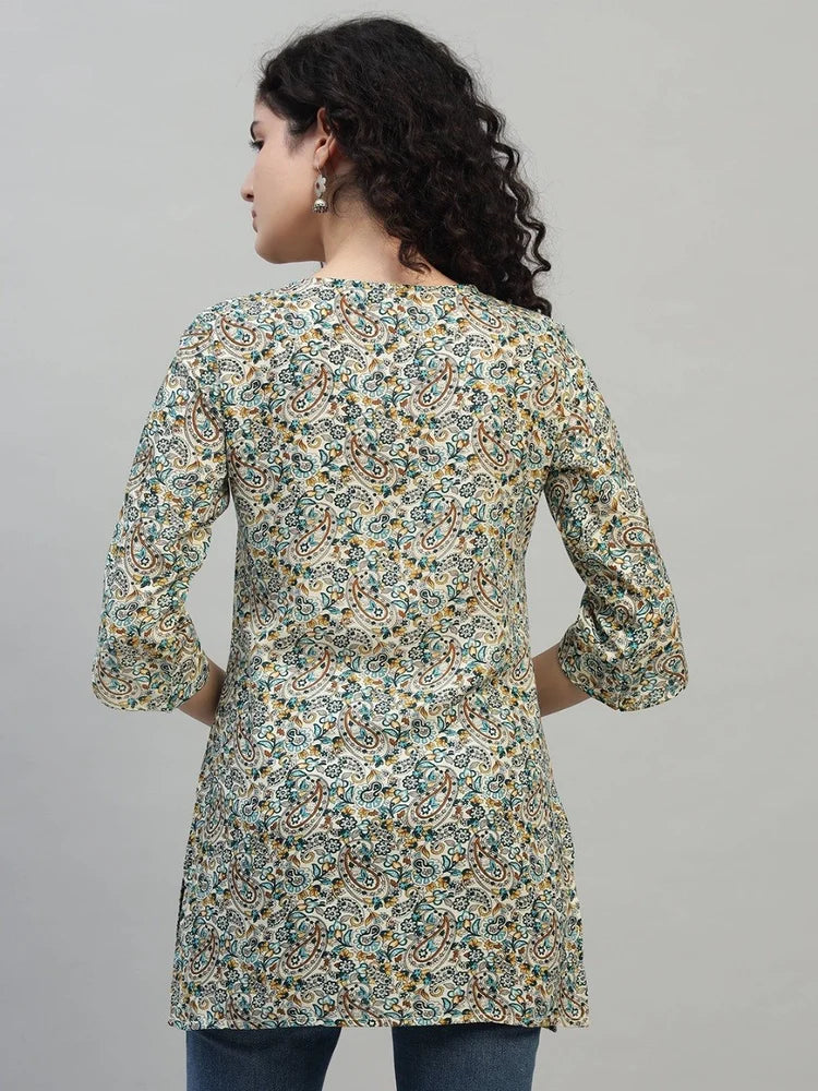 Women Ethnic Motifs Printed Cotton Straight Kurti