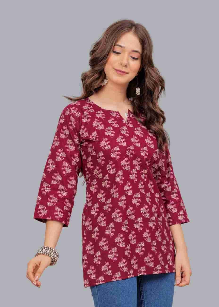 Womens Jaipuri Pure Cotton Printed Straight Short Kurti