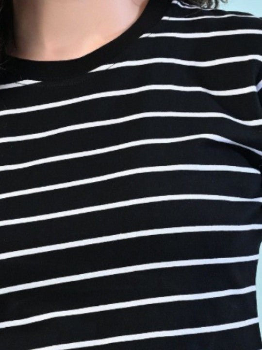 Black Striped Office Wear Top