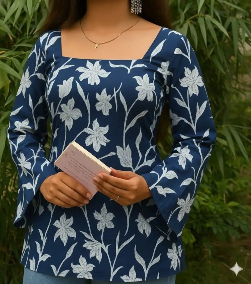 Pink Floral Printed Lace-Up Office Wear Top